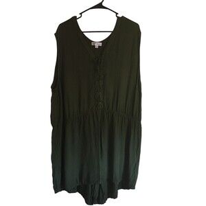 Go Coco Romper Women's Size 3XL Green Sleeveless Criss Cross On The Chest